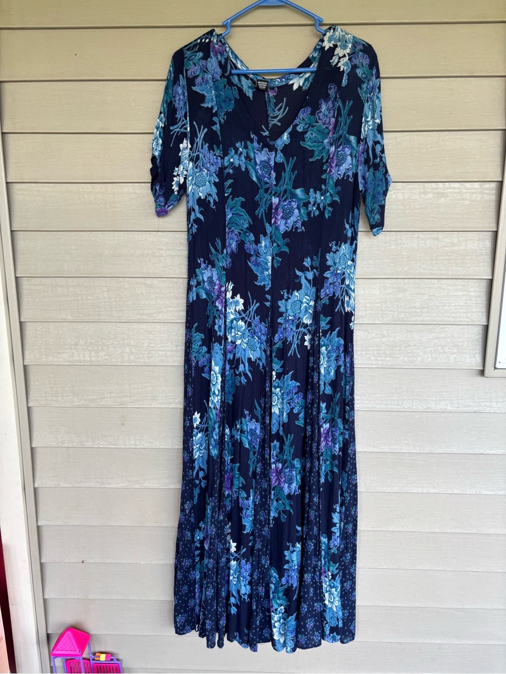 Vintage 90s American Angel Floral Crinkle Rayon Maxi Dress - Size Medium